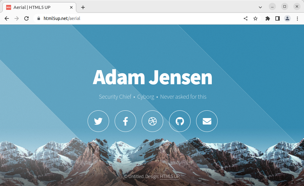 Title='Aerial | HTML5 UP' Author='@ajlkn' Source='https://html5up.net/aerial' License='https://html5up.net/license' Note='Printscreen of the webpage'