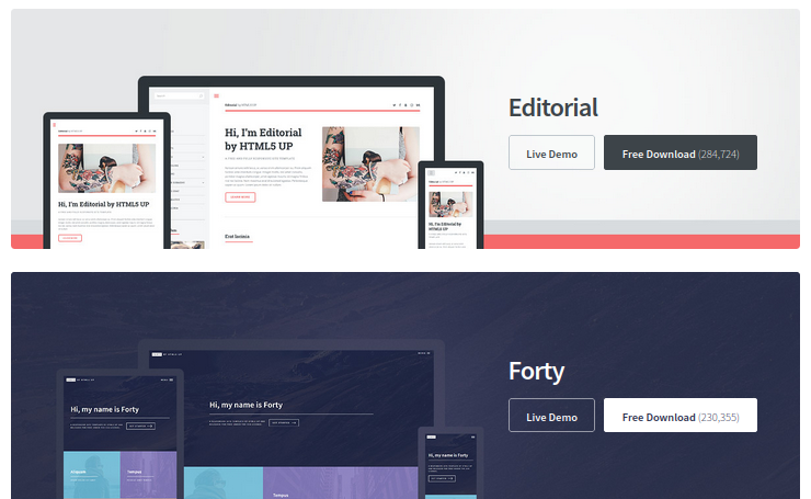 Title='HTML5 UP free templates' Author='@ajlkn' Source='https://html5up.net/' License='https://html5up.net/license' Note='Printscreen of the webpage'